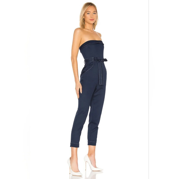 Lovers + Friends Coraline Navy Belted Sleeveless Jumpsuit Size LG Women's - Picture 2 of 7